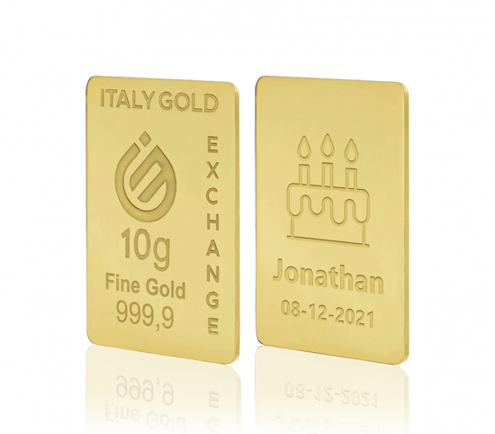 Lingotto Oro 24Kt da 10 gr. per Compleanno  IGE GOLD